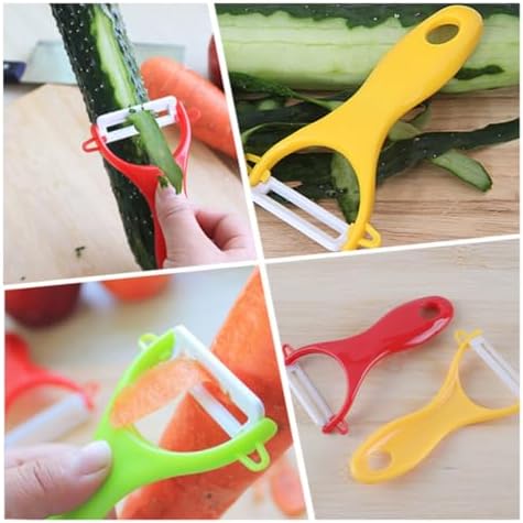 6 Piece Ceramic Vegetable Peeler with Hook Handle for Kitchen