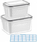 Fruit Storage Containers, Produce Saver Bins With Drain Basket And