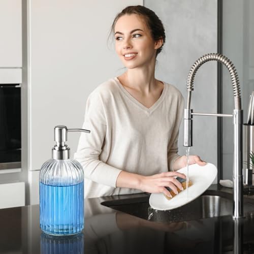 2 Pack Clear Glass Hand Soap Dispenser Set