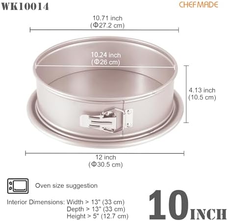 CHEFMADE 10 Inch Springform Cheesecake Pan with Removable Bottom
