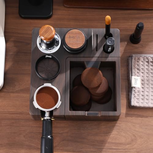 Bincoo Espresso Tamping Station & Knock Box, 2-in-1 Coffee Powder