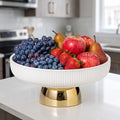 11 In Ceramic Fruit Bowl for Kitchen Counter, Home Decor, White