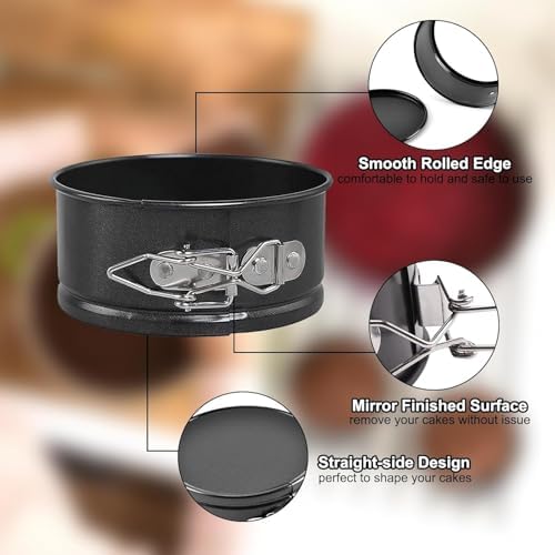 4 Inch Springform Cake Pan Set of 4, Non-Stick Round Mini Cake Tins
