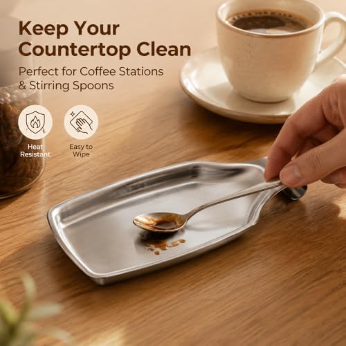 E-far Spoon Rest Set of 2, Stainless Steel Spoon Rest for Stove Top