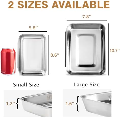 HULISEN Breading Trays Set of 3, Stainless Steel Breading Pans, Small