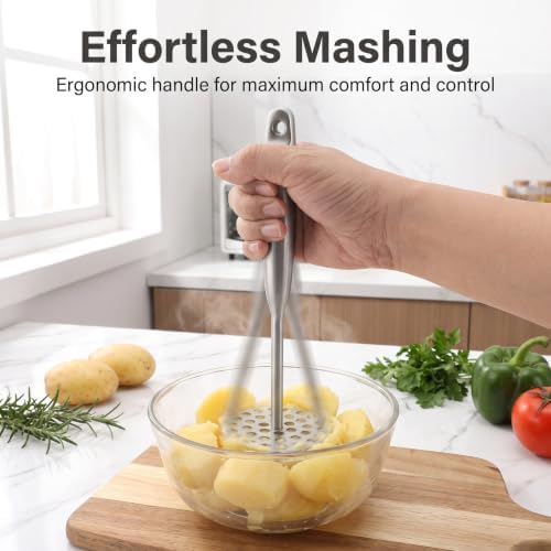 Potato Masher +Peeler 2 in 1 Set 304 Stainless Steel with Ergonomic
