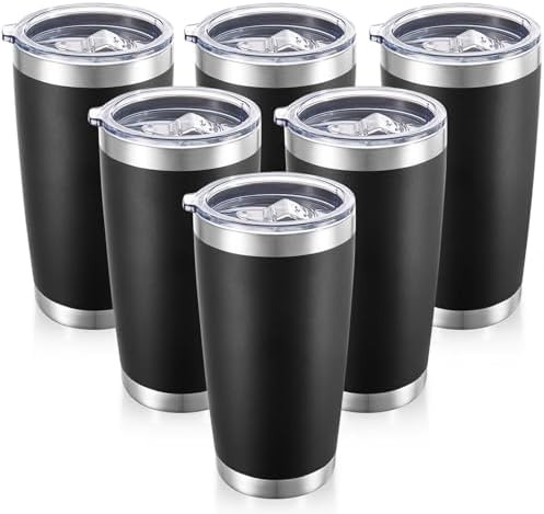 20 oz Tumblers Bulk Stainless Steel Tumbler with Lid, 6 Pack
