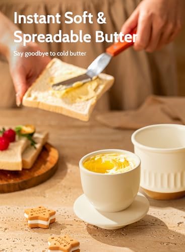 Sweese Embossed French Butter Crock with Water, Ceramic Butter Keeper