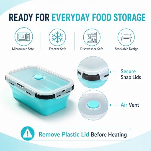 Guyuyii 4 Pack Space-Saving Collapsible Food Storage Containers with