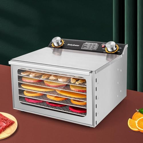 Stainless Steel 6-Layer Food Dehydrator, 12-Hour Timer