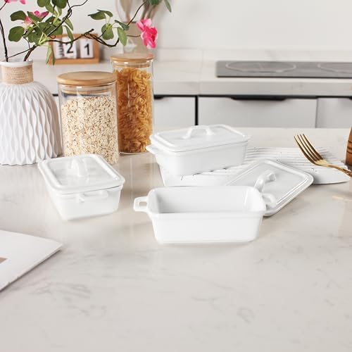 Ceramic Mini Rectangular Cocotte Set, 5.1 Ounces Small Casserole