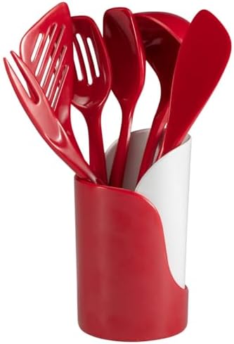 Hutzler 7-Piece Mini Melamine Cooking Utensils and Storage Crock Set
