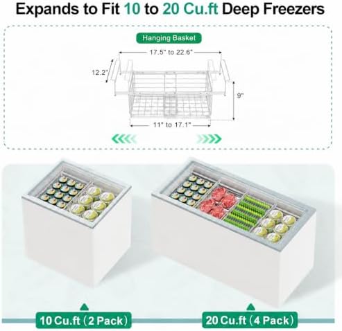 GSlife Freezer Organizer Bins - Hanging Baskets for Storage, 2 Pack