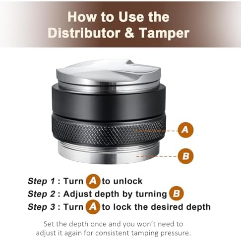 53mm Adjustable Coffee Distributor & Tamper, Dual Head Coffee Leveler