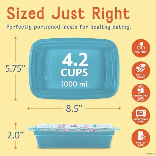 Disney Stitch Meal Prep Containers, 20-Piece 33.8oz, Freezer Safe