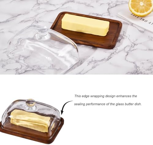 butter dish with lid, glass airtight lid keeps butter soft, for