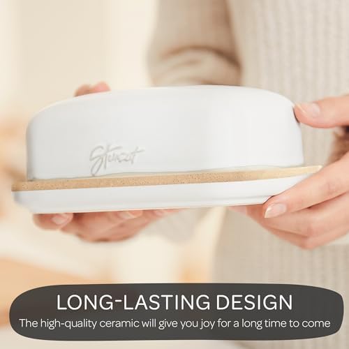 STEINZEIT Butter Dish with Lid (4.9 in x 6.9 in) - Ceramic Butter Dish