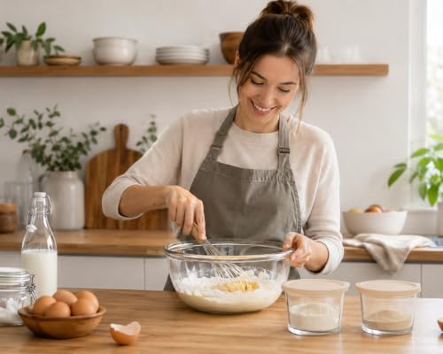 6QT Glass Mixing Bowl Set with 2 Storage Jars