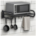 Wall-Mounted Microwave Shelf with 5 Hooks, 30kg Capacity