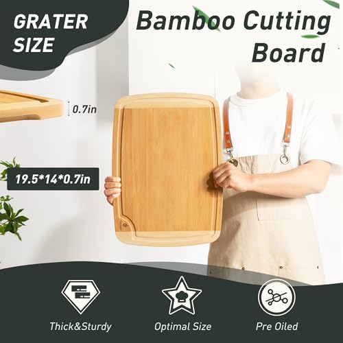 Extra Large Bamboo Board Charcuterie Non Slip Feet Over Sink Wooden