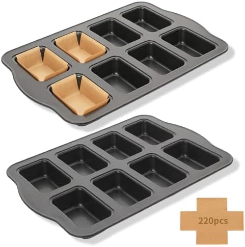 Mini Loaf Pan, 8-Cavity Non-Stick Carbon Steel Baking Pans Includes
