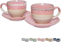 Bosmarlin Ceramic Cappuccino Cup and Saucer Set of 2, 10 Oz, Coffee