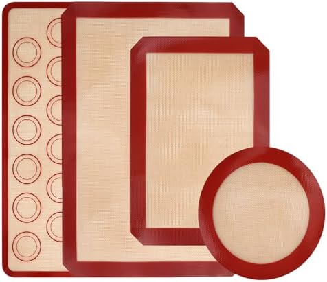 4 Silicone Baking Mats, Non-Stick Reusable Food Grade Baking Mats Oven