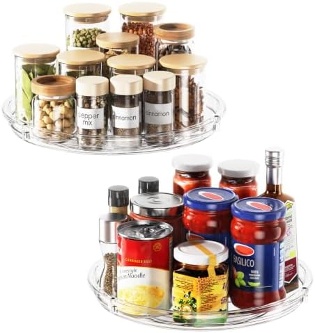 LAMU 2 Pack 9 Inch Lazy Susan Organizers, Clear