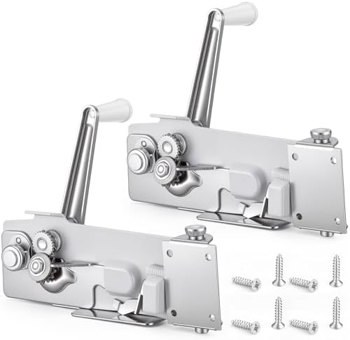 2 Pcs Wall Mount Can Opener with Magnet Under Cabinet Manual Can