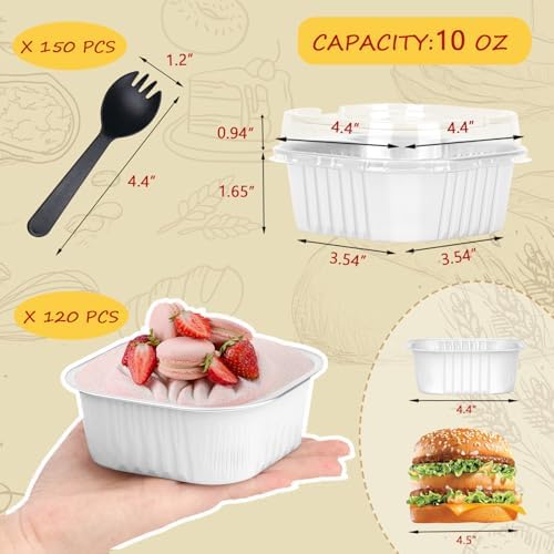 LNYZQUS 120 Pack 10oz Mini Cake Pans with Lids and Spoons for Bake