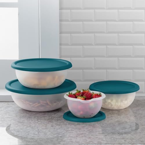 8-piece lidded bowl set, plastic nesting bowls, suitable for food