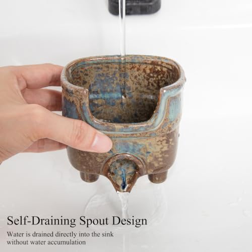 Ceramic Kitchen Sink Sponge Holder with Drain