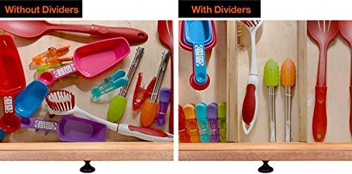 Ulalaza 2 Pcs Bamboo Drawer Dividers Spring Adjustable & Expandable