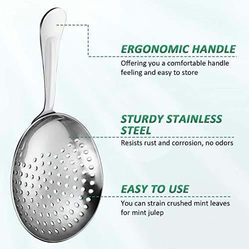 Boao 4 Pack Julep Strainers Stainless Steel Strainer Cocktail Spoon