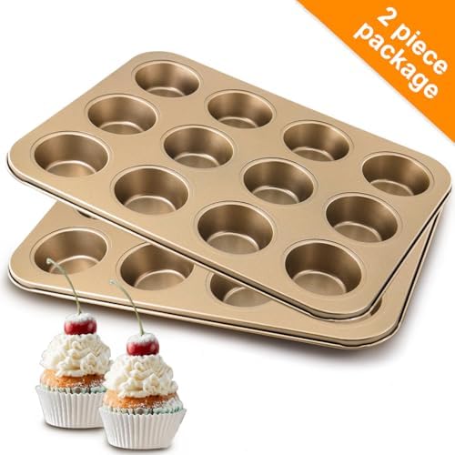 2 Pack Premium Nonstick Bakeware 12-Cup, Mini Muffin Pan, Dishwasher
