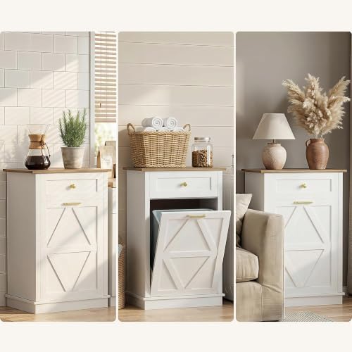 YESHOMY 10 Gallon White Tilt-Out Trash Cabinet