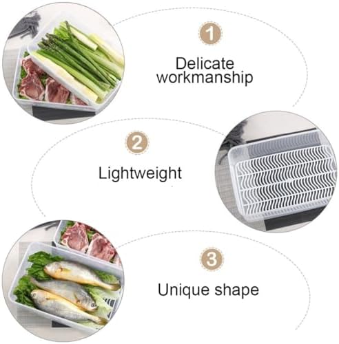 PRETYZOOM White Plastic Food Storage Box with Lid, Stackable Drain