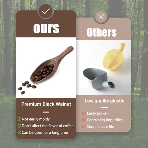 Black Walnut Coffee Scoop for Ground Coffee, Loose Tea & Bath Salts, 1