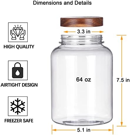 YUEJUM 64 Fluid Ounces Unbreakable & Dishwasher Safe Plastic