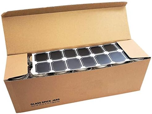 Zugar Land Set of 14 - Square Glass Spice Jars with Shaker Tops and