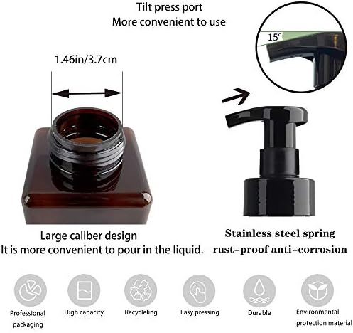 2 Pack Foaming Soap Dispenser, 15 Oz Refillable Plastic Pump, Amber
