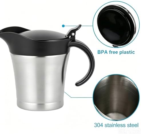 Stainless Steel Double Insulated Gravy Boat With Lid/Sauce Jug 16 OZ