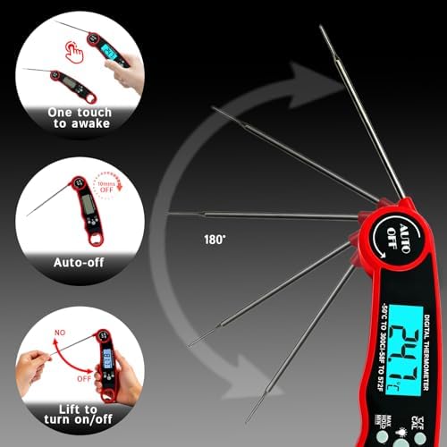 Digital Instant Read Meat Thermometer, Waterproof Red
