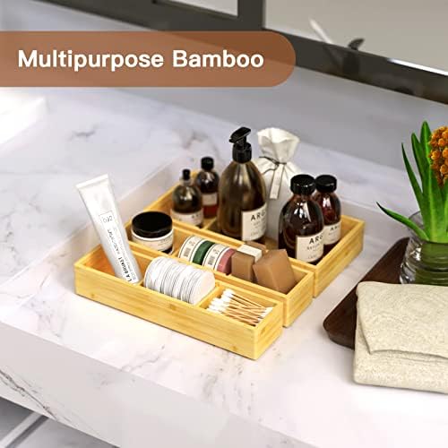 DUJEN Bamboo Drawer Organizer 12.5'' X 12.5'' X 2'', Adjustable 3