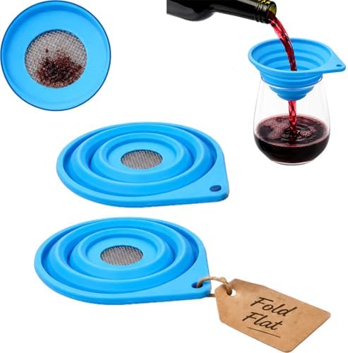 Vespara 2 Pack Collapsible Fine Mesh Strainer, 4 Inch Silicone Funnel