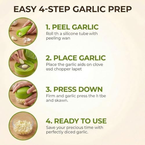 2 Sets, 3-in-1 Stainless Steel Garlic Press and Mincer