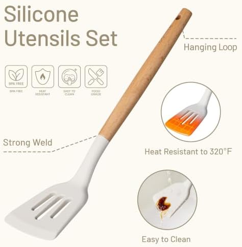 CAROTE 10-Piece Kitchen Utensil Set, Cream
