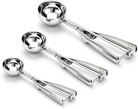 3 Pcs 3 Size Cookie Scoop Set Stainless Steel Ice Cream Scoop