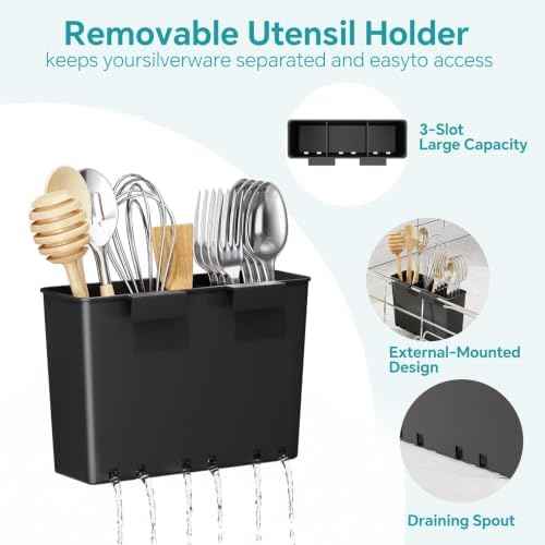 Simple Trending Adjustable Dish Drying Rack in Sink with Utensil Holde