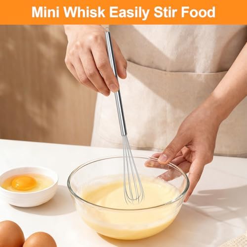 2‐Pcs 11‐Inch Mini Whisk, Small Whisk with Long‐Handle